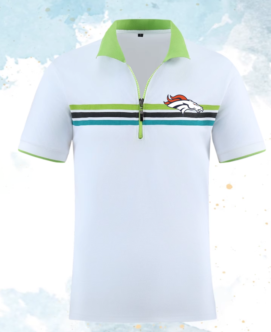 Denver Broncos white #14 Men 2025 NFL polo T shirt->nfl t-shirts->Sports Accessory